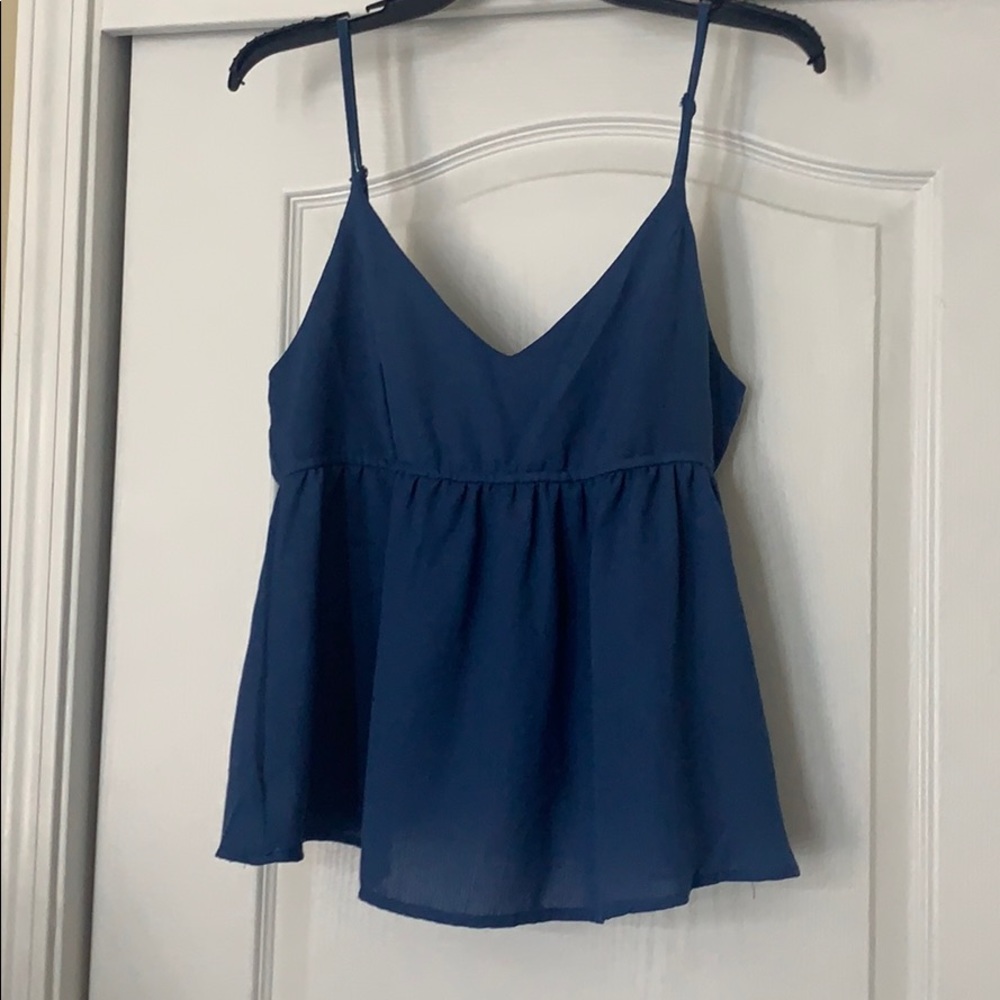 Active USA blue tank top with tie in the back